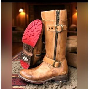 Bed|Stu $345 Gogo Lug Handmade Tall Boots – Size 10 – Tan Rustic Leather (New)